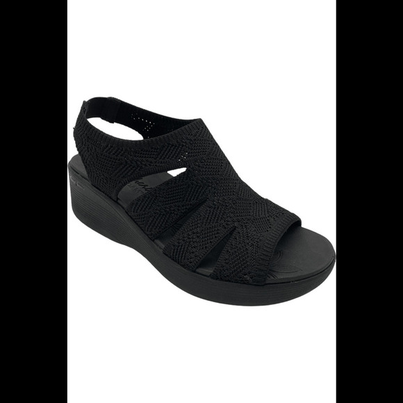 Skechers Pier-Lite Vegan Washable Wedge Sandals Memory Maker Black - Medium - Picture 1 of 3